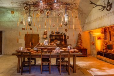 Table gourmande dans la cuisine du château de Chenonceau, en décembre 2022