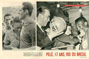 «Pelé, 17 ans, roi du Brésil» dans Paris Match n°484, daté du 19 juillet 1958.