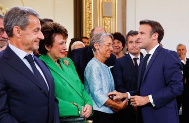 À l’investiture d’Emmanuel Macron avec Nicolas Sarkozy et Élisabeth Borne. À L’Élysée, le 24 avril 2022.