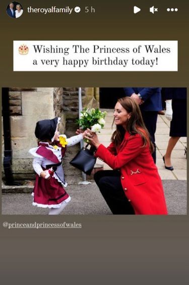 Le message d'anniversaire adressé à Kate Middleton, sur le compte Instagram de la famille royale, le 9 janvier 2023.