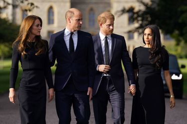 Kate et William, prince et princesse de Galles, Harry et Meghan, duc et duchesse de Sussex, au château de Windsor, le 10 septembre 2022.