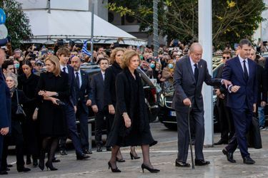 La famille royale d'Espagne aux obsèques de l'ex-roi des Hellènes Constantin II à Athènes, le 16 janvier 2023