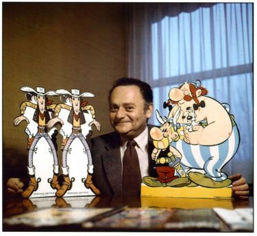 Goscinny entre Lucky Luke et Astérix et Obélix : à partir de 1955, il collabore avec Morris, créateur de Lucky Luke, sur les scénarios de la bande dessinée.