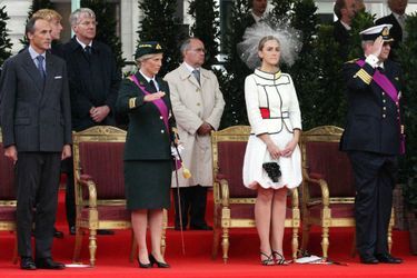 La princesse Claire de Belgique, avec le prince Laurent, la princesse Astrid et le prince Lorentz, le 21 juillet 2008, lors de la cérémonie pour la Fête nationale PICTURE PRESS EUROPE/SIPA
