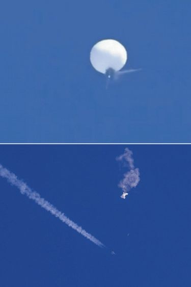 L’impact du missile et la chute du ballon, à 18 kilomètres d’altitude au-dessus de l’Atlantique.