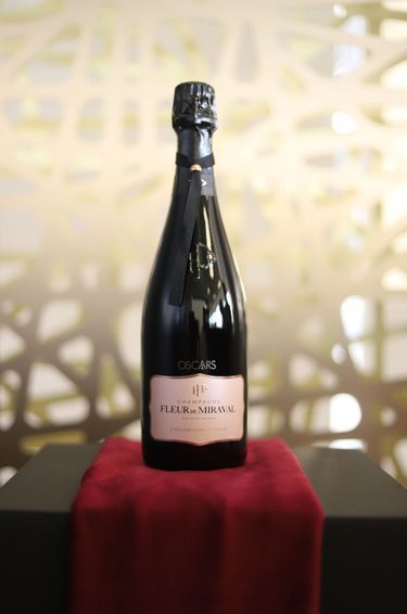 Le Champagne Fleur de Miraval, qui sera servi lors de la cérémonie des Oscars, le 12 mars 2023 à Los Angeles.