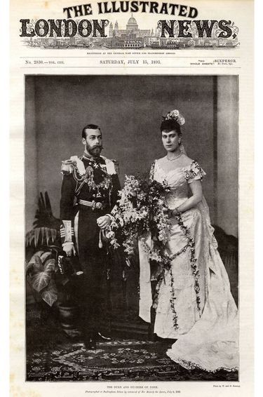 Photo du mariage de la princesse Mary de Teck et du prince George, alors duc et duchesse d’York, à la une de numéro du 15 juillet 1893 de «The illustrated London News»