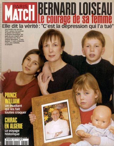 Bernard Loiseau, le courage de son épouse et de ses enfant, en couverture de Paris Match n°2807, 6 mars 2003.