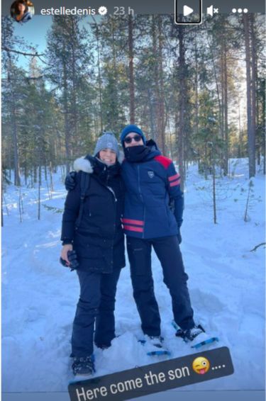 Estelle Denis et son fils Merlin lors de leur séjour en Laponie, le 27 février 2023.