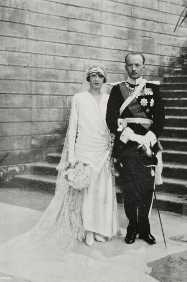 La princesse Mafalda et le prince Philipp von Hesse, le jour de leur mariage au château Racconigi, photo publiée dans le numéro de «L'Illustrazione Italiana» du 27 septembre 1925