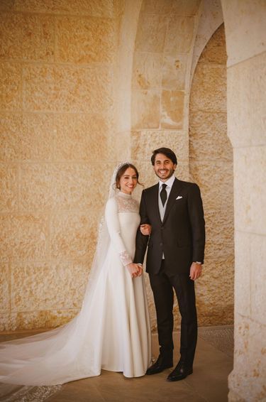 La princesse Iman de Jordanie et son époux Jameel Alexander Thermiotis, à Amman le 12 mars 2023, jour de leur mariage