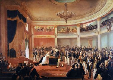 Le serment de la princesse impériale Isabel, en tant que régente de l'Empire du Brésil, vers 1870