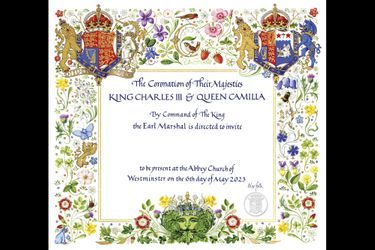 L'invitation officielle au couronnement du roi Charles III qui se tiendra à l'Abbaye de Westminster, le 6 mai 2023.
