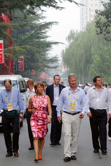 Au côté du prince Philippe de Belgique, lors des Jeux olympiques de Pékin, en août 2008.