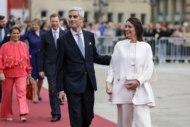 La princesse Alexandra de Luxembourg et Nicolas Bagory, arrivent à l'Hôtel de ville, pour célébrer leur mariage civil, à Luxembourg, le 22 avril 2023.