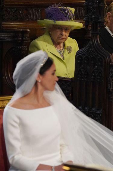 La reine Elizabeth II lors du mariage de son petit-fils le prince Harry avec Meghan Markle à Windsor, le 19 mai 2018.