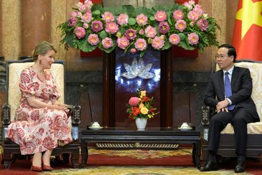 La reine des Belges Mathilde reçue par le président de la République du Vietnam Vo Van Thuong à Hanoi, le 9 mai 2023