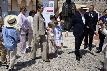 Le prince Albert II de Monaco et la princesse Charlène avec leurs enfants le prince Jacques et la princesse Gabriella, la princesse Stéphanie de Monaco et sa fille Camille Gottlieb à Monaco, le 31 mai 2023