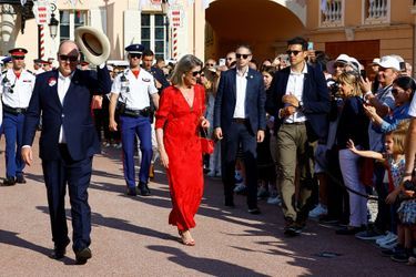 Le prince Albert II de Monaco avec sa sœur aînée la princesse Caroline de Hanovre à Monaco, le 31 mai 2023