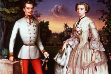 L'empereur François-Joseph Ier d’Autriche et l’impératrice Elisabeth, dite Sissi, le jour de l'annonce de leurs fiançailles en août 1853.