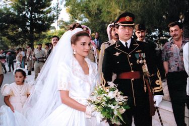 Rania et le prince Abdallah de Jordanie à Amman, le 10 juin 1993, jour de leur mariage