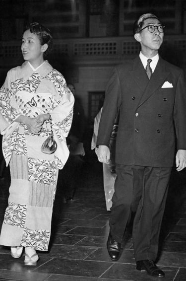 La princesse Yuriko et son époux le prince Mikasa du Japon à Copenhague, le 26 février 1957