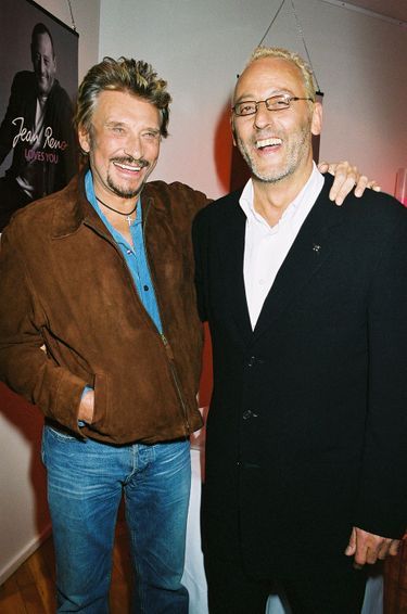 Johnny Hallyday et Jean Reno au lancement du parfum de Jean Reno intitulé 