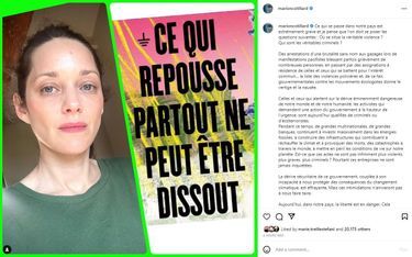 Marion Cotillard apporte son soutien au collectif 