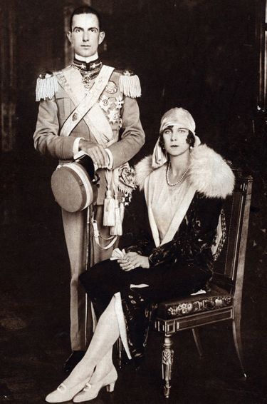 La princesse Marie-José de Belgique et le prince héritier Umberto de Savoie à Rome, le 8 janvier 1930