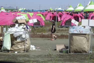 Les poubelles installée sur le camp du Jamboree, en Corée du Sud.