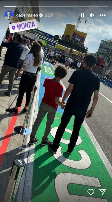 Gad Elmaleh e suo figlio Raphaël al Gran Premio d'Italia, sabato 2 settembre.