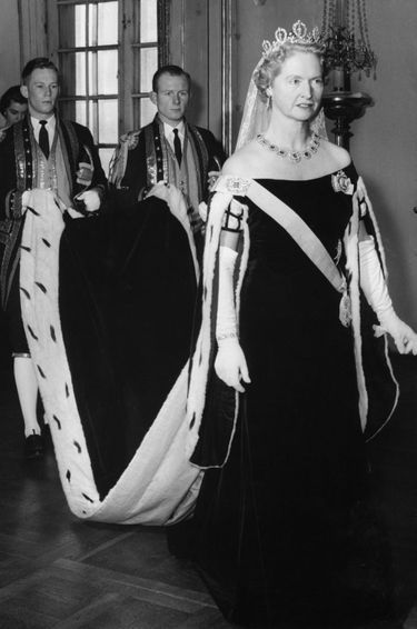 La princesse Sibylla de Suède, lors de l’ouverture du Riksdag (le Parlement suédois) en 1957