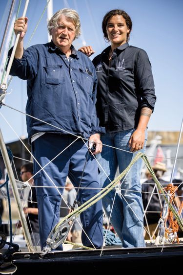 Avec Olivier de Kersauson, qui ne pouvait pas rater l’anniversaire de la marraine de tous ses bateaux, également ambassadrice Breitling. Le 22 août.