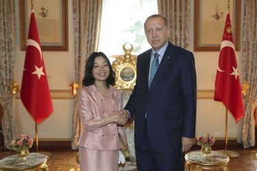 La princesse Akiko du Japon avec le président turc Recep Tayyip Erdogan à Ankara, le 9 septembre 2018