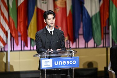 Joshua de Seventeen lors du 13ème Forum des Jeunes, à l'UNESCO, à Paris, le 14 novembre 2023.