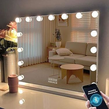 Flamingueo Miroir Coiffeuse - Miroir LED 15 Lumières, Miroir Maquillage  Lumineux 3 Modes, Miroir Hollywood, Contrôle Tactile, Miroir de Table USB
