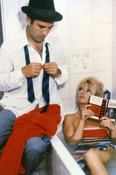 Brigitte Bardot et Michel Piccoli sur le tournage du « Mépris », de Jean-Luc Godard