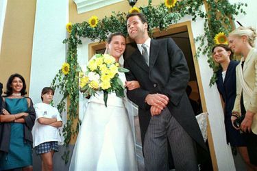 Le prince Constantin de Liechtenstein lors de son mariage avec la comtesse Marie Kálnoky von Kőröspatak à Cicov en Slovaquie, le 18 juillet 1999