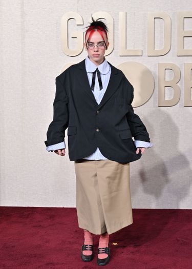 Billie Eilish at the 2024 Golden Globe Awards in Los Angeles on January 8, 2024.