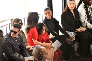 Kylie Jenner and her daughter, Stormi, front row at the Jacquemus fashion show on January 29, 2024.