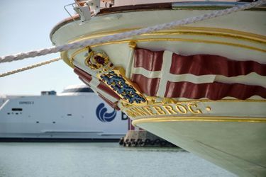 Le yacht royal se nomme Dannebrog, le nom du drapeau danois. Ici sur l’île de Bornholm, le 5 juin 2023