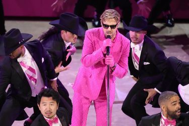 Ryan Gosling sur la scène de la 96e cérémonie des Oscars à Los Angeles, le 10 mars 2024. 