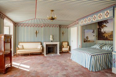 La chambre de l'empereur Napoléon Ier a été reconstituée dans le Pavillon de la Muette à Saint-Germain-en-Laye. Ici en avril 2024