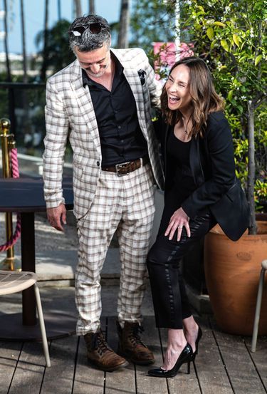 Stephane Blancafort et Vanessa Demouy posent lors du festival CannesSeries a l'hotel Majestic Barriere. Cannes, FRANCE-05/04/2024