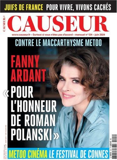 Fanny Ardant en Une du magazine Causeur pour le numéro de juin 2024.