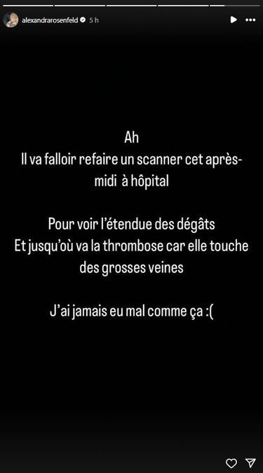 Alexandra Rosenfeld hospitalisée après de graves problèmes de santé, le jeudi 18 juillet 2024.