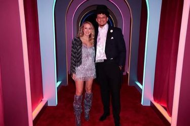 Patrick Mahomes and Brittany Mahomes at Taylor Swift's surprise birthday party.