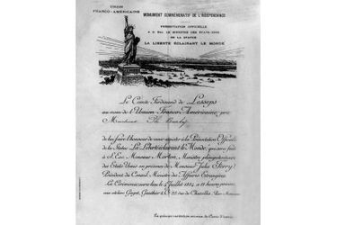 Invitation pour la cérémonie de remise officielle de la statue de la Liberté à l'ambassadeur des États-Unis le 4 juillet 1884