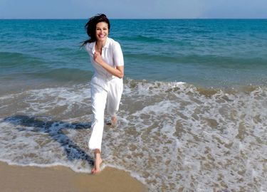 Helena Noguerra on the Carré Mer beach. in Villeneuve-lès-Maguelone near Montpellier, on June 10. "i like daronne my age"