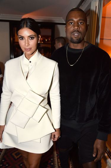 Kim Kardashian and Kanye West at the Fashion Forward of Buro 24/7 at the Peninsula Hotel, Paris, September 24, 2014. bezos, clooney, kardashian… these stars